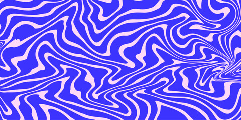 Blue Wavy Lines Abstract Background in Trendy Retro Psychedelic Style. Twisted, Swirled, and Distorted Vector Texture Pattern