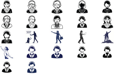 silhouette customer service on white background