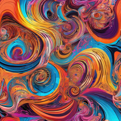 Psychedelic Swirl Collage in Glitch Art Style