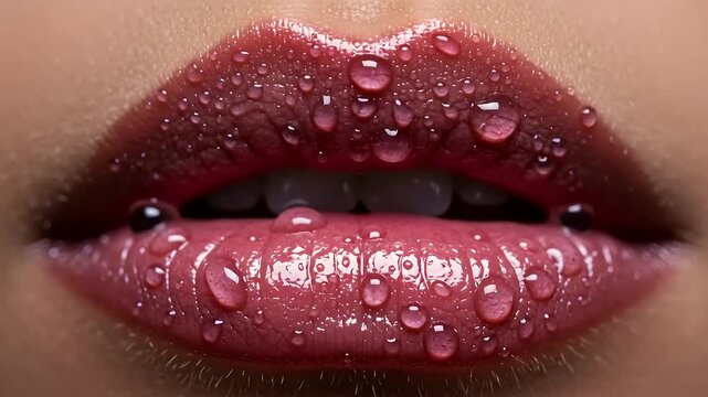 Dewy Lips with Closeup, and Beauty Shot.