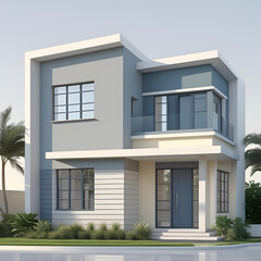 Modern luxury apartment building facade with white windows