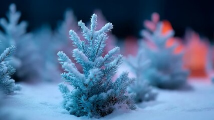 Frost-covered evergreen trees evoke the festive spirit of Christmas and winter solstice, capturing a serene winter landscape snowflakes fir trees - Powered by Adobe