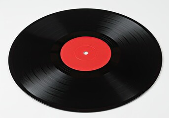 Fototapeta premium Vintage Black Vinyl LP Record Red Label Full View Isolated