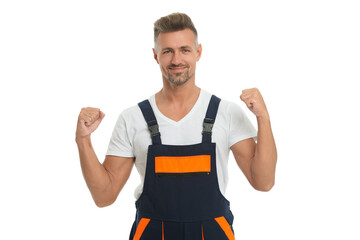 Construction builder do successful work. Civil engineer man wear uniform. Supervisor worker man....