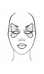 Of a face with butterfly-shaped eye makeup closed eyes on background vector