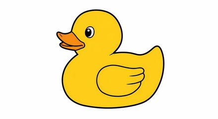 Fototapeta premium Cute Yellow Rubber Duck with Orange Beak on White Background