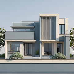 Modern urban architecture features luxury residential and business properties with striking window facades and balconies under a vast sky