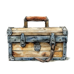 Toolbox, watercolor vector, isolated on a white background.