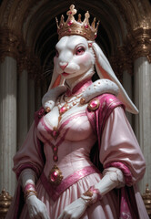 Antropomorfismo, furry, conejo, retrato, arte, mujer, elegante, ornamenta, coron