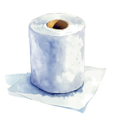Toilet Paper, watercolor drawing vector, isolated on a white background.