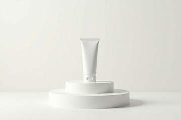 White Cosmetic Tube on Minimalist Acrylic Display



