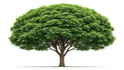 Green tree with lush foliage isolated on white background
