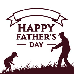Obraz premium silhouette happy fathers day banner on white background