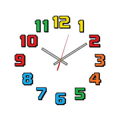 Colorful pixel art clock with vibrant numbers