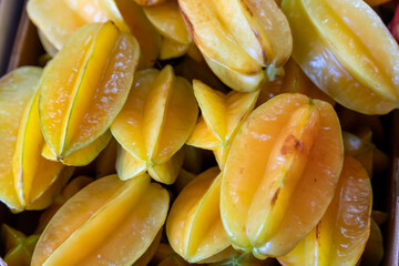 Santa Cruz de Tenerife town capital of Tenerife island Canary islands Spain Averrhoa carambola star fruit for sale in the market