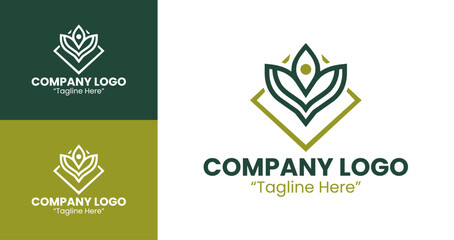 Modern Mustard and Dark Green Leaf Inspired Logo Designs for Eco Friendly Businesses