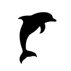 Fototapeta premium Minimalistic Black Line Dolphin Vector Icon on White Background with Clean and Modern Aesthetics