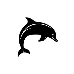 Obraz premium Minimalistic Black Line Dolphin Vector Icon on White Background with Clean and Modern Aesthetics