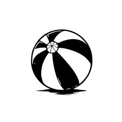 Intricately Designed Sleek Modern Beach Ball Icon with Elegant Line Work on a Pristine White Background for Graphic Applications