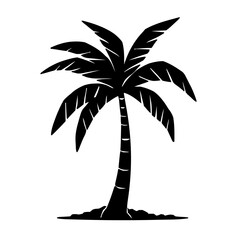Modern Palm Tree Emblem as Subtle Line Vector Illustration with Bold Black Strokes on White Canvas