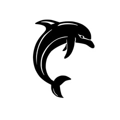 Minimalistic Black Line Dolphin Vector Icon on White Background with Clean and Modern Aesthetics