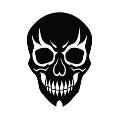 Fototapeta premium Death skull black vector silhouette