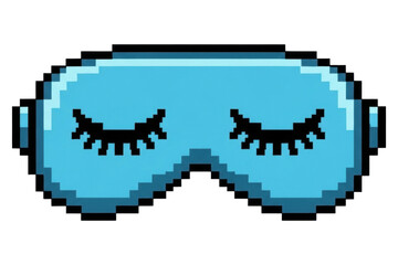 Fototapeta premium Pixel art blue sleep mask with black eyelashes