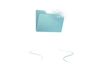 Faded Digital Folder Floating Over Foggy Field of Deleted Files

