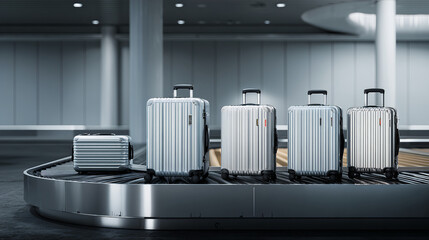 family suitcase travels on airport