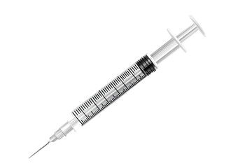 Fototapeta premium Medical disposable syringe with needle designed for precise medication delivery in clinical and healthcare settings for various treatments and vaccinations