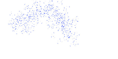 Light blue crayon scatter curve drifting upward to the right, hand-drawn particles in textured form isolated on white background, abstract element for motion and design flow

