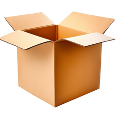 Empty cardboard box on a white background, perfect for packaging, shipping, storage, or craft projects, showcasing the versatile design of cardboard containers.