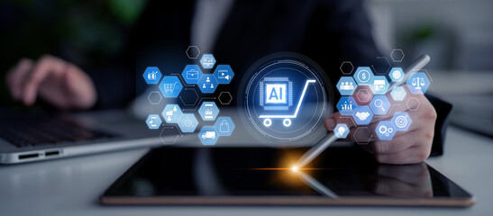 AI-powered e-commerce ecosystem connecting customer data, marketing, logistics, product management,...
