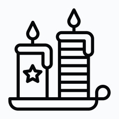 Fourth Of July Candle, USA Flag Print On Candle Vector Icon, Vector Style Lineal Icon.