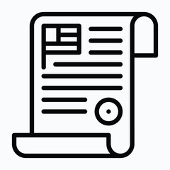 USA Constitution With American Flag, Vector Style Lineal Icon. 