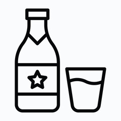 Glass Of Beer And Bottle Vector Icon. Vector Style Lineal Icon. 