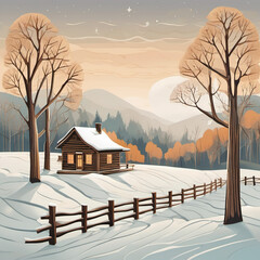 Minimal Color Palette Wood Carving for Start of Winter