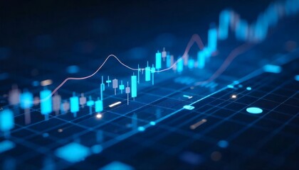 Naklejka premium Blue medical heartbeat monitor with an arrow on a stock market chart, symbolizing financial growth and health data