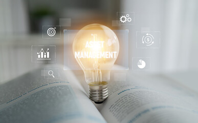 Asset management system showing investment planning, financial goal tracking, ROI analysis, and...