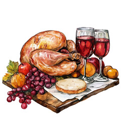 Thanksgiving, watercolor clipart vector, isolated on a white background.