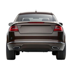 Naklejka premium Chocolate Color Car Back View Isolated on Pure White Background