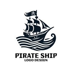 Pirate Ship Vector Logo Design