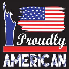 USA Independence Day t shirt design silhouette vector art illustration, statue of liberty with American flag