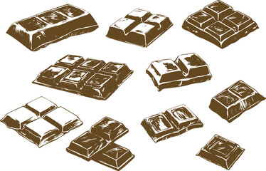 set of grunge vector chocolate bars