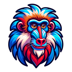 Mandrill's Colorful Portrait: A vibrant portrait of a mandrill monkey, showcasing intricate patterns and vivid colors that capture the unique beauty of primate.