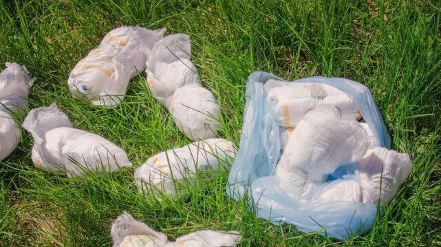 Diaper waste, dirty diapers. Disposal. The impact of disposable diapers on the environment.