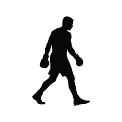 Silhouette of a boxer in motion showing boxing glove and posture