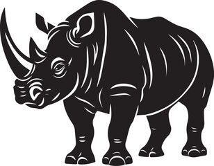Fototapeta premium Monochromatic Rhino Vector Art, Bold Black and White Wildlife Illustration.