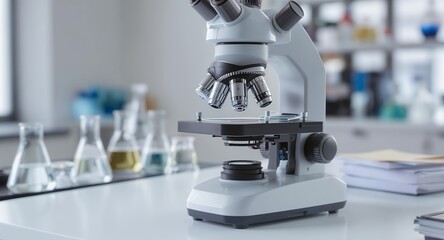 Microscope in a Laboratory Setting Scientific Research Equipment