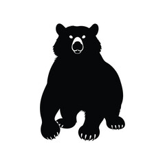 Majestic Black Bear Silhouette Standing Tall with Glowing Eyes and Nose